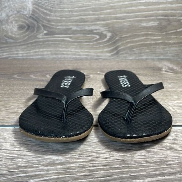 Tkees Black Thong Stars Toddler Girl Size 10/EUR 28 Slip On Flip Flop Sandals - Picture 2 of 10